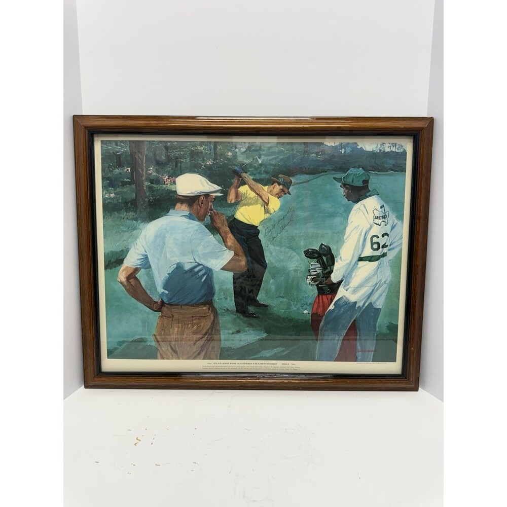 Sam Snead Signed Gustavson 1954 Masters Playoff Ben Hogan Golf Print Framed